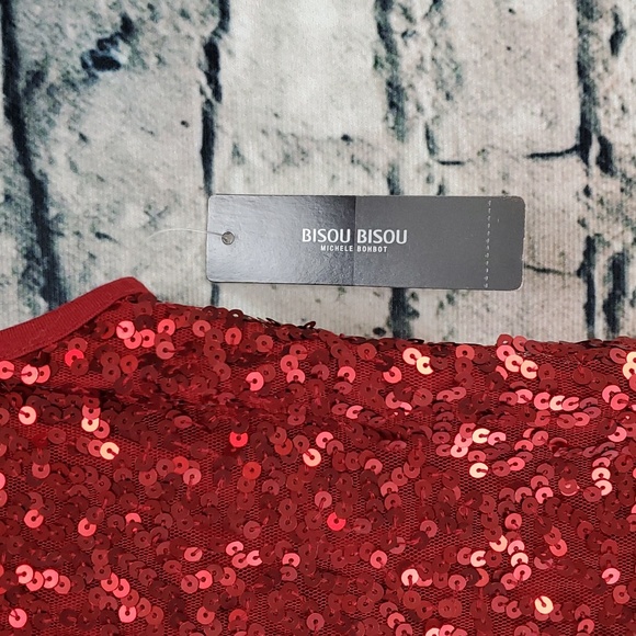 Bisou Bisou| NWT Luxe Glam Red Sequin Festive Party Tank Top - Picture 3 of 9